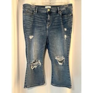 Lane Bryant Cropped Jeans Distressed Denim‎ Plus Size 18/20